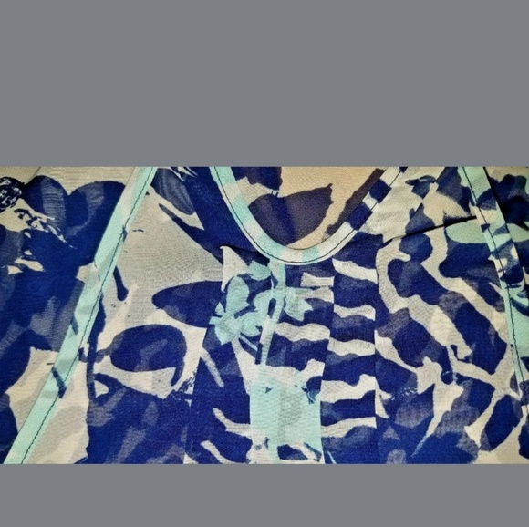 4/$25 BCX Sheer Plant Tunic top halter scoop neck - Picture 4 of 4